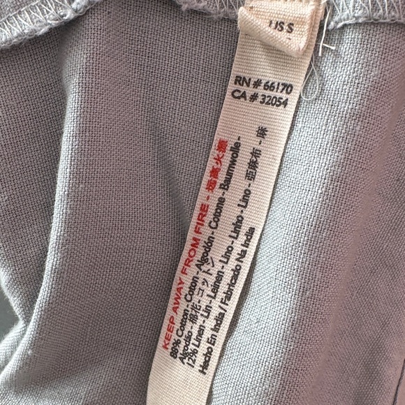 Free People Sage Green Linen Blend Ruffle Strap Dress with Bow Back Size S - Picture 6 of 7